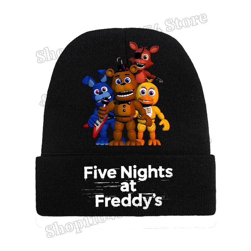 Five Nights At Freddys Knitted Hat Gloves Fnafs Boys Cute Knit Cap Mittens Kids Winter Warm Beanies Glove Children Headgear Gift