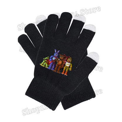 Five Nights At Freddys Knitted Hat Gloves Fnafs Boys Cute Knit Cap Mittens Kids Winter Warm Beanies Glove Children Headgear Gift