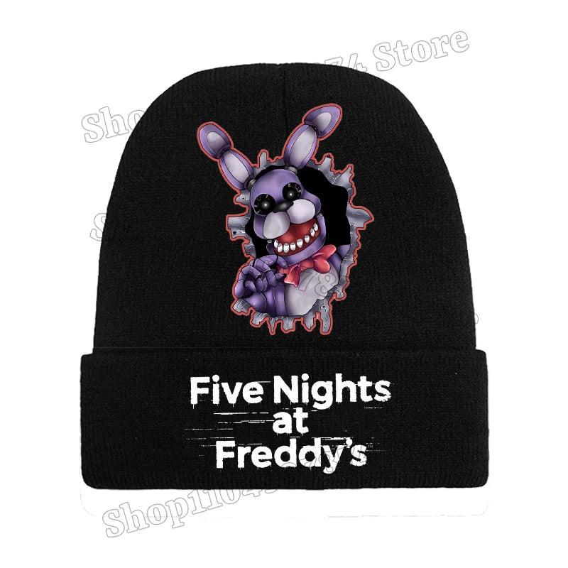 Five Nights At Freddys Knitted Hat Gloves Fnafs Boys Cute Knit Cap Mittens Kids Winter Warm Beanies Glove Children Headgear Gift