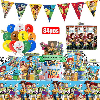 Toy Story Kids Birthday Party Supplies Set – Cups, Plates, Balloons & Decorations 🎉