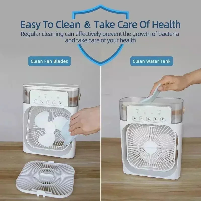❄️ 3-in-1 Portable Air Cooler Fan with Humidifier & LED Night Light