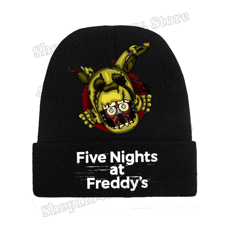 Five Nights At Freddys Knitted Hat Gloves Fnafs Boys Cute Knit Cap Mittens Kids Winter Warm Beanies Glove Children Headgear Gift
