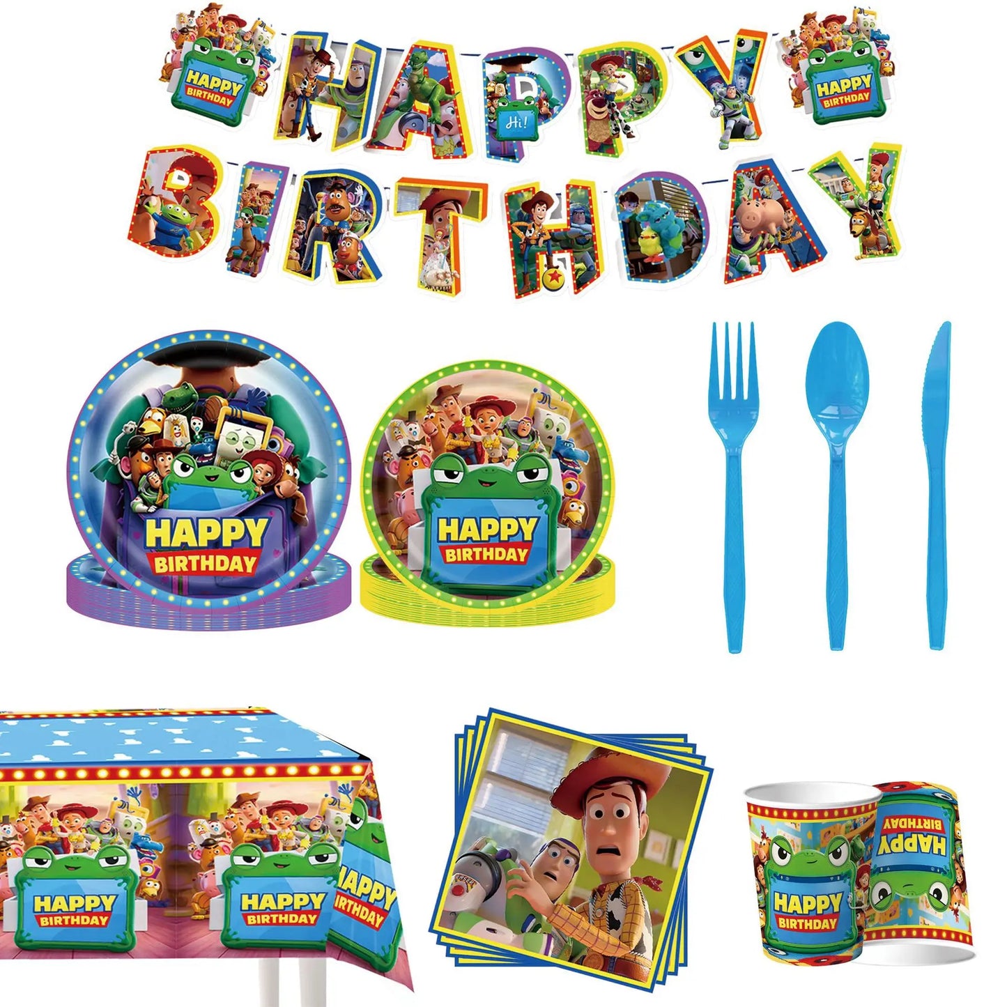 Toy Story Birthday Party Supplies Set – Balloons, Cups, Plates & Decorations