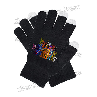 Five Nights At Freddys Knitted Hat Gloves Fnafs Boys Cute Knit Cap Mittens Kids Winter Warm Beanies Glove Children Headgear Gift