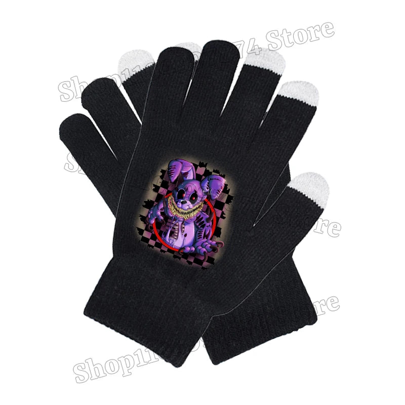 Five Nights At Freddys Knitted Hat Gloves Fnafs Boys Cute Knit Cap Mittens Kids Winter Warm Beanies Glove Children Headgear Gift