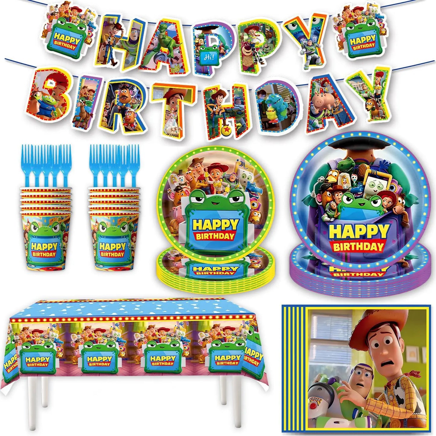 Toy Story Birthday Party Supplies Set – Balloons, Cups, Plates & Decorations