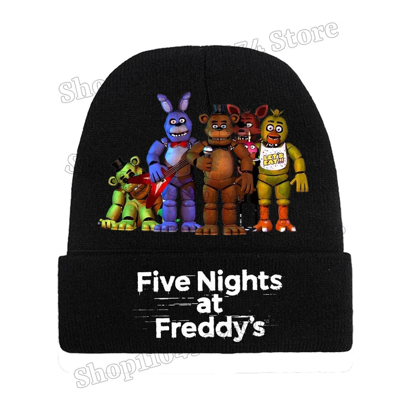 Five Nights At Freddys Knitted Hat Gloves Fnafs Boys Cute Knit Cap Mittens Kids Winter Warm Beanies Glove Children Headgear Gift