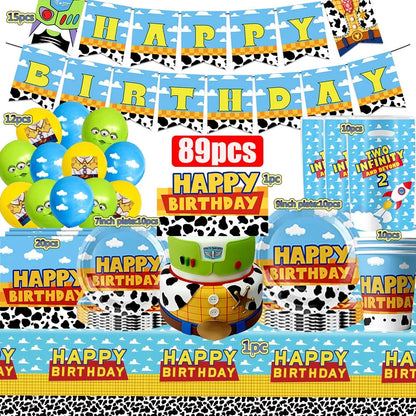 Toy Story Kids Birthday Party Supplies Set – Cups, Plates, Balloons & Decorations 🎉