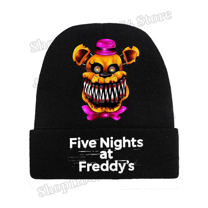 Five Nights At Freddys Knitted Hat Gloves Fnafs Boys Cute Knit Cap Mittens Kids Winter Warm Beanies Glove Children Headgear Gift