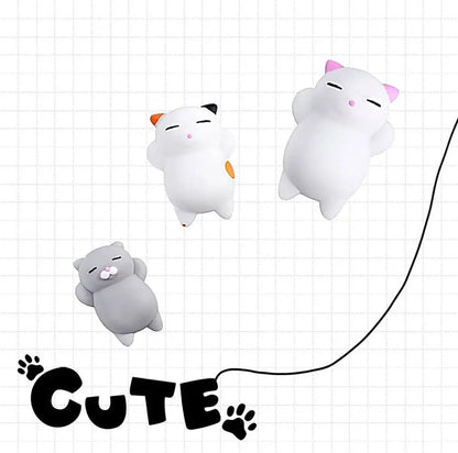 5PCS Kawaii Cat Mochi Squishy Set – Mini Stress Relief Fidget Toys