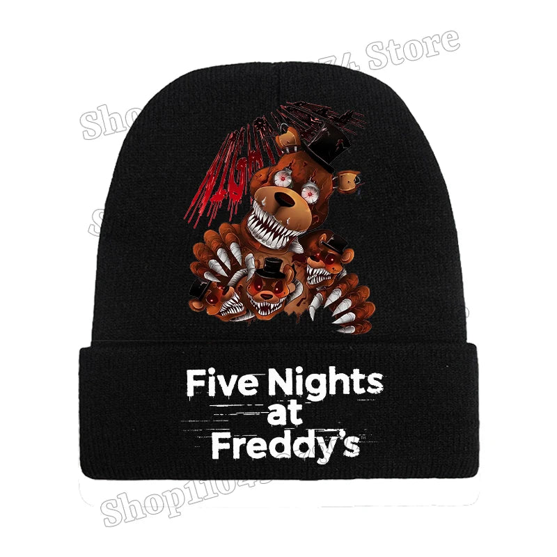 Five Nights At Freddys Knitted Hat Gloves Fnafs Boys Cute Knit Cap Mittens Kids Winter Warm Beanies Glove Children Headgear Gift