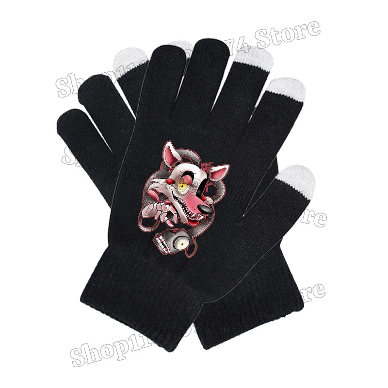 Five Nights At Freddys Knitted Hat Gloves Fnafs Boys Cute Knit Cap Mittens Kids Winter Warm Beanies Glove Children Headgear Gift