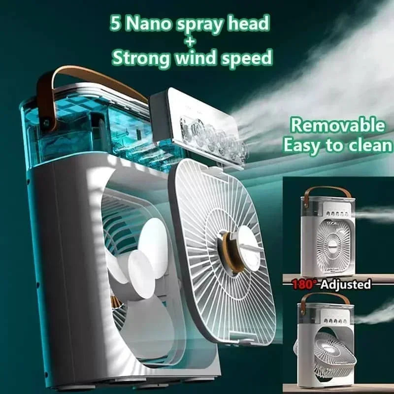 ❄️ 3-in-1 Portable Air Cooler Fan with Humidifier & LED Night Light