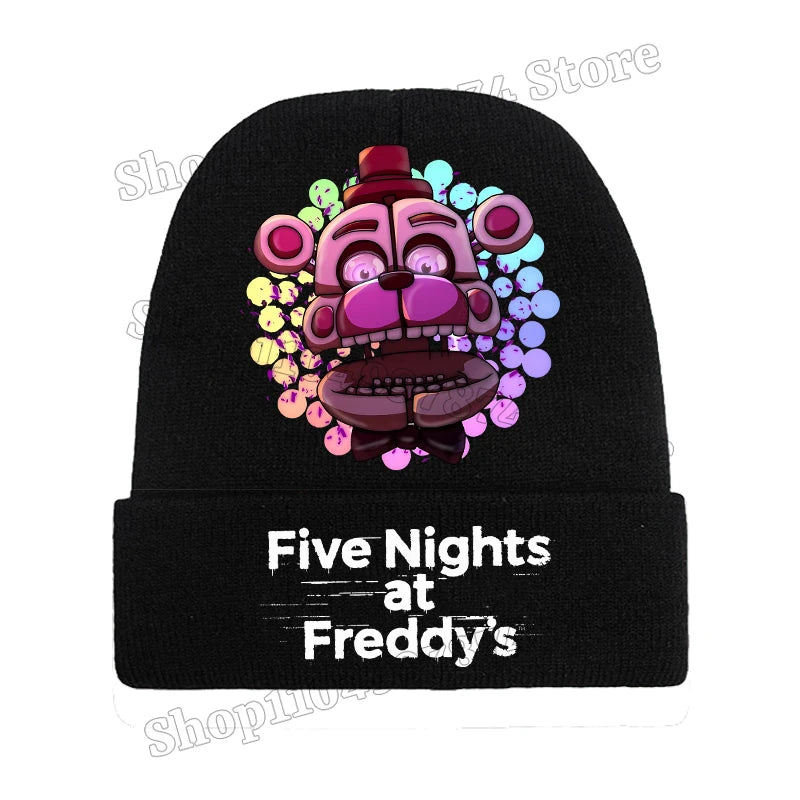 Five Nights At Freddys Knitted Hat Gloves Fnafs Boys Cute Knit Cap Mittens Kids Winter Warm Beanies Glove Children Headgear Gift