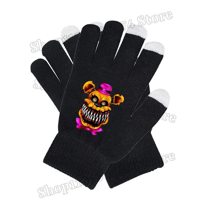 Five Nights At Freddys Knitted Hat Gloves Fnafs Boys Cute Knit Cap Mittens Kids Winter Warm Beanies Glove Children Headgear Gift