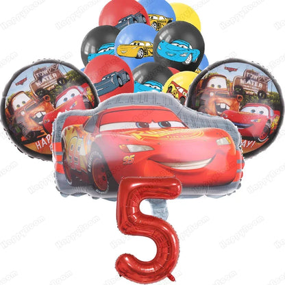 16Pcs McQueen Cars Latex Aluminum Balloons