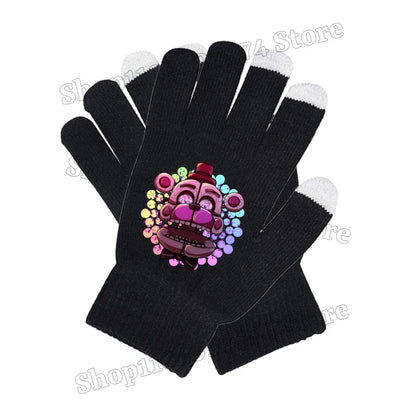 Five Nights At Freddys Knitted Hat Gloves Fnafs Boys Cute Knit Cap Mittens Kids Winter Warm Beanies Glove Children Headgear Gift