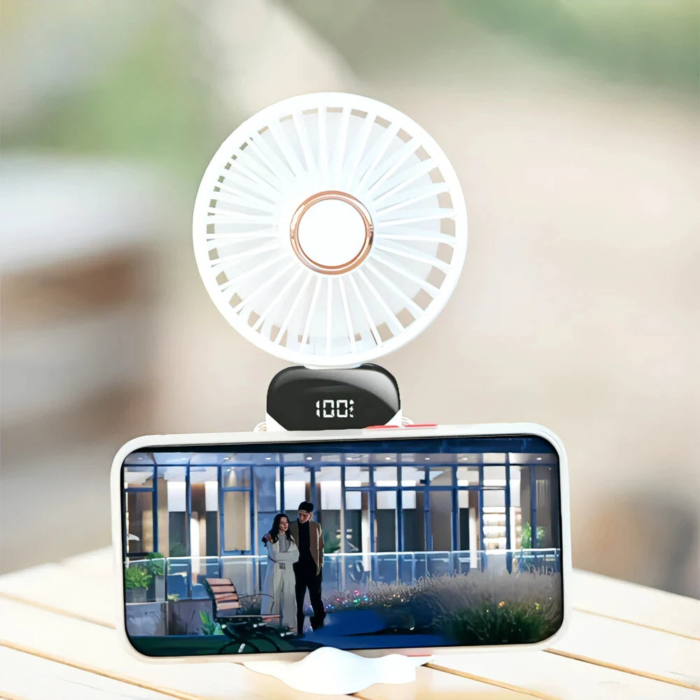 3-in-1 Portable Cooling Fan + Phone Holder
