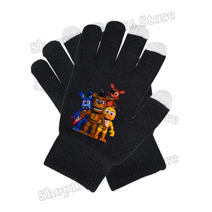 Five Nights At Freddys Knitted Hat Gloves Fnafs Boys Cute Knit Cap Mittens Kids Winter Warm Beanies Glove Children Headgear Gift