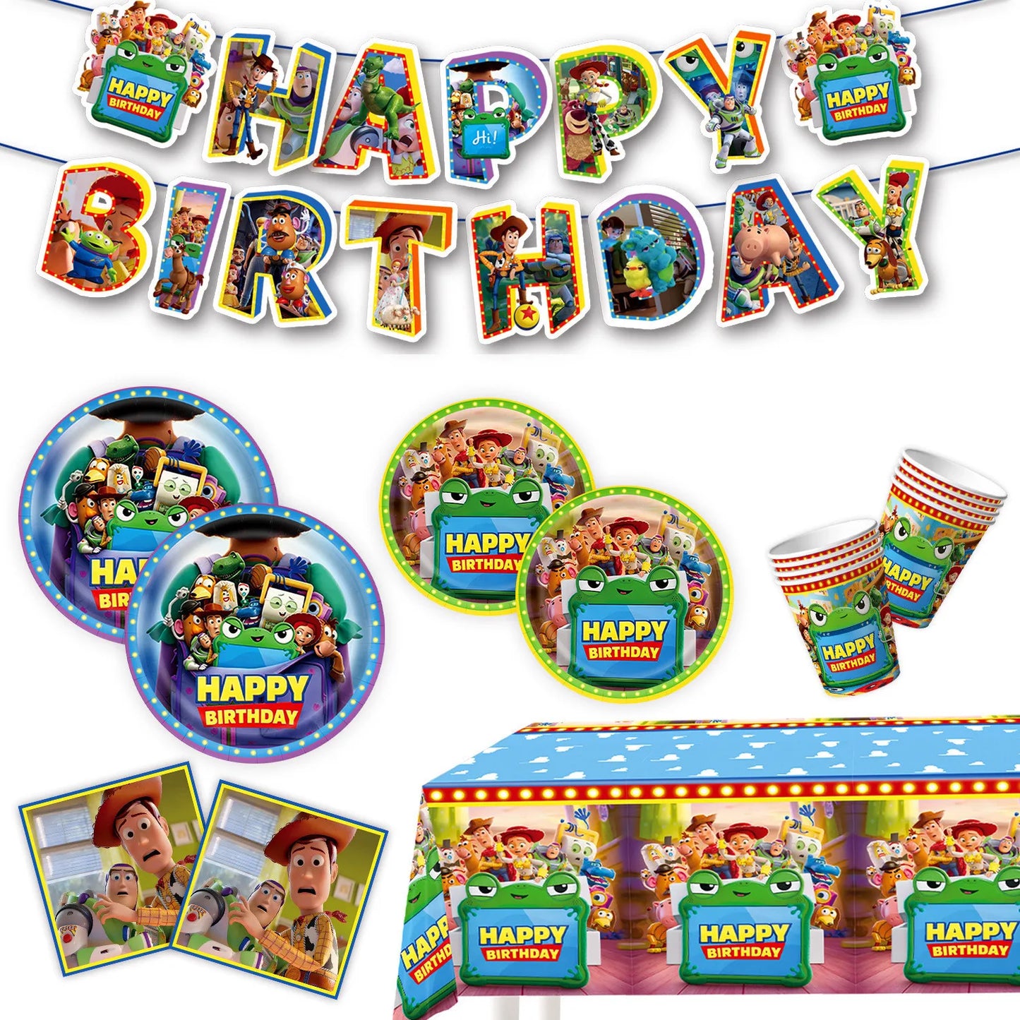 Toy Story Birthday Party Supplies Set – Balloons, Cups, Plates & Decorations