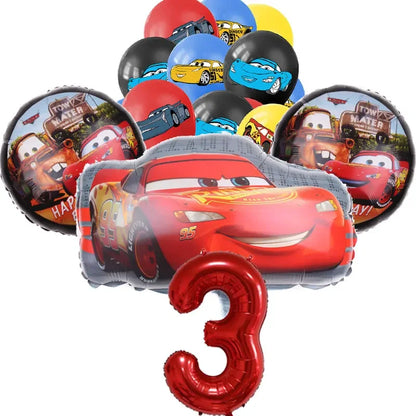 16Pcs McQueen Cars Latex Aluminum Balloons