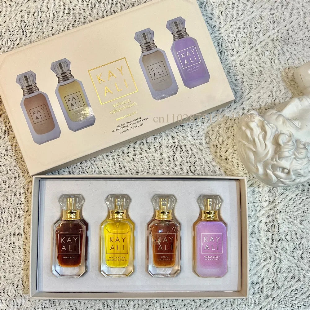 KAYALI 4x10ml Mini Perfume Set – Vanilla, Oud & Floral Fruity Eau de Parfum Gift Set