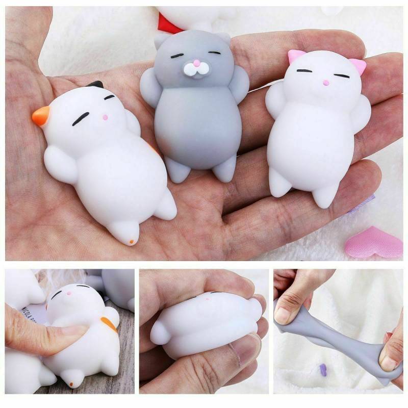 5PCS Kawaii Cat Mochi Squishy Set – Mini Stress Relief Fidget Toys