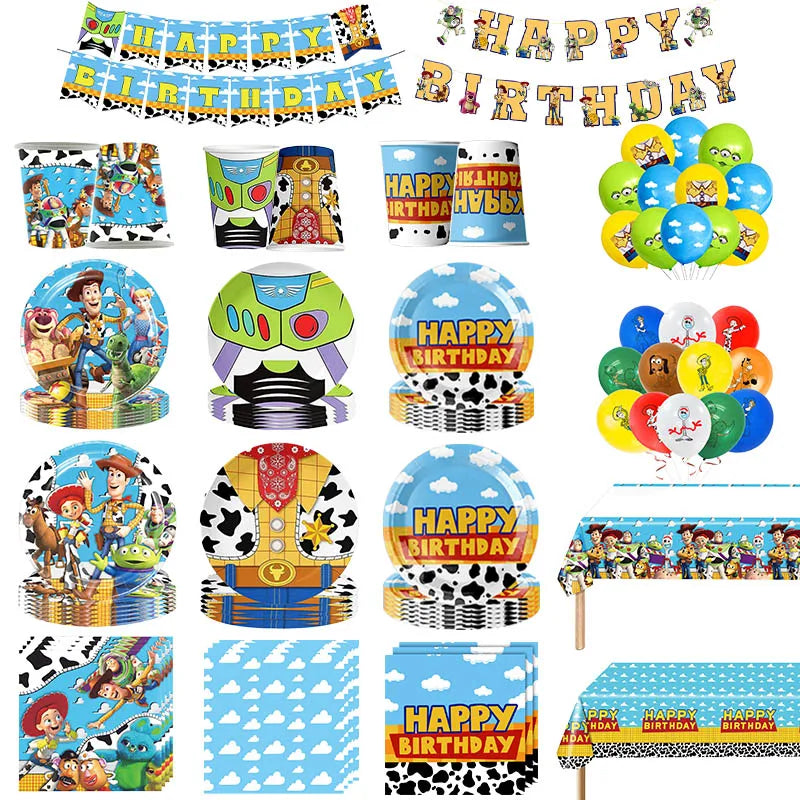Toy Story Kids Birthday Party Supplies Set – Cups, Plates, Balloons & Decorations 🎉