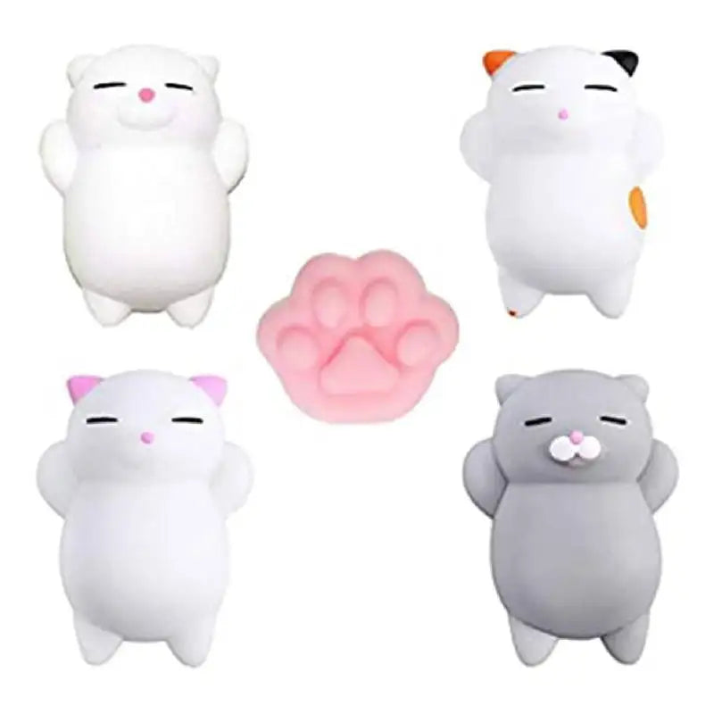 5PCS Kawaii Cat Mochi Squishy Set – Mini Stress Relief Fidget Toys