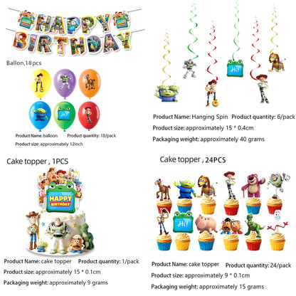 Toy Story Birthday Party Supplies Set – Balloons, Cups, Plates & Decorations