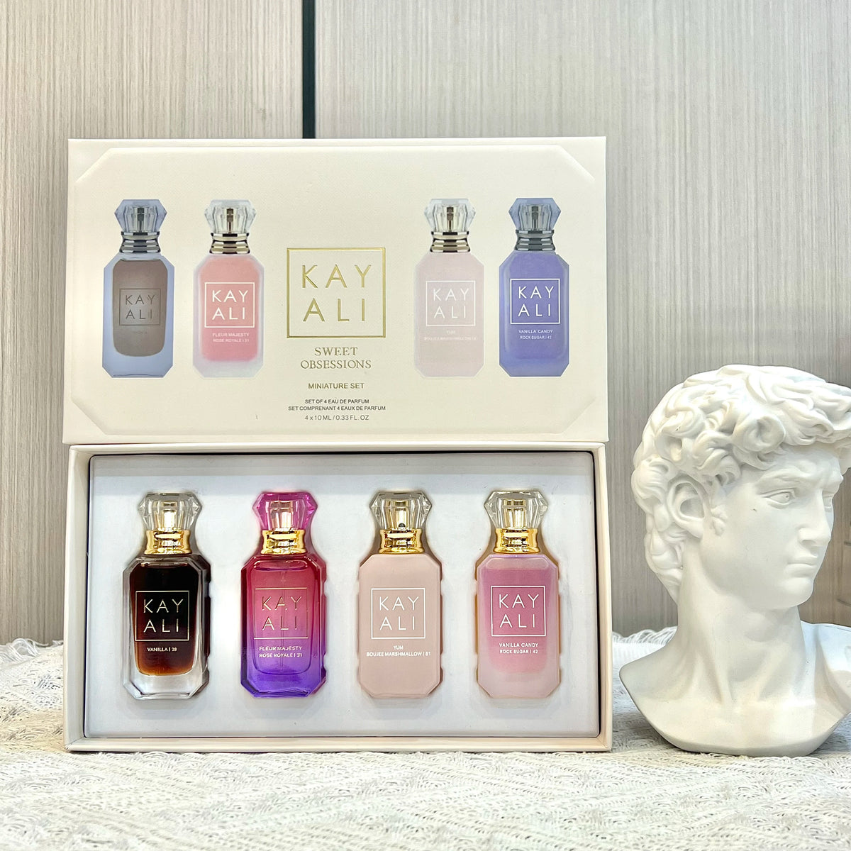 KAYALI 4x10ml Mini Perfume Set – Vanilla, Oud & Floral Fruity Eau de Parfum Gift Set