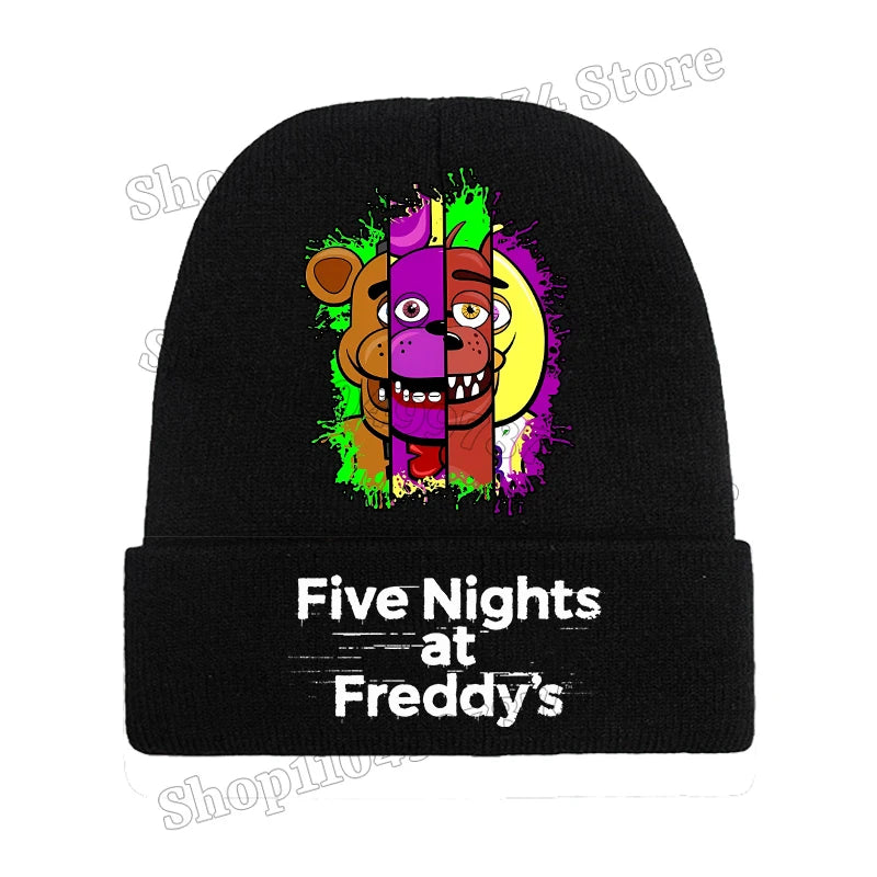Five Nights At Freddys Knitted Hat Gloves Fnafs Boys Cute Knit Cap Mittens Kids Winter Warm Beanies Glove Children Headgear Gift