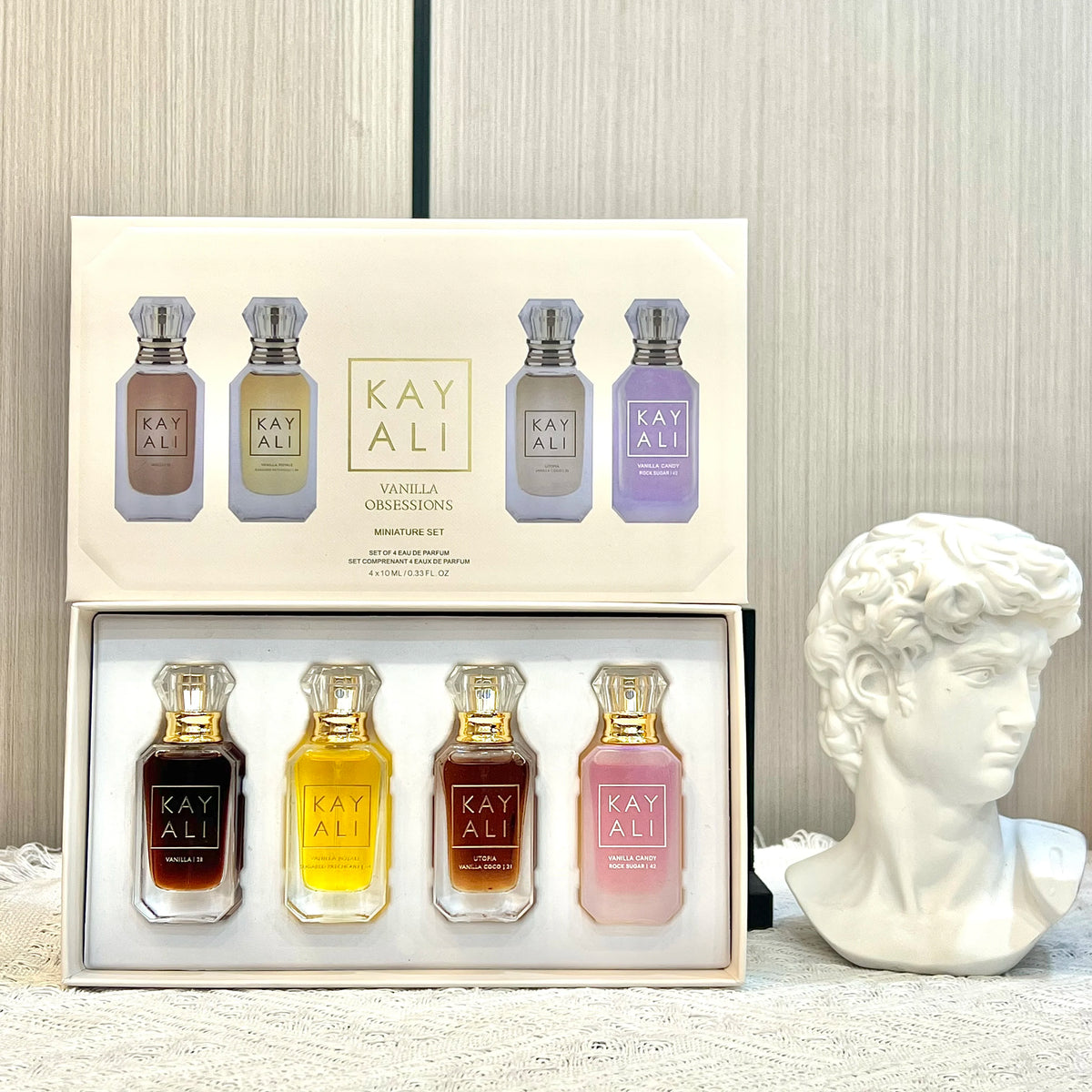 KAYALI 4x10ml Mini Perfume Set – Vanilla, Oud & Floral Fruity Eau de Parfum Gift Set