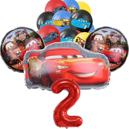 16Pcs McQueen Cars Latex Aluminum Balloons